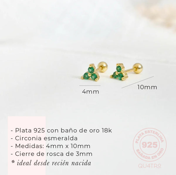 Aretes - Mini Trio Esmeralda