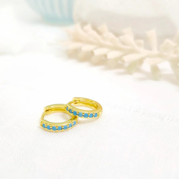 Aretes - Huggies Mini Turquesa