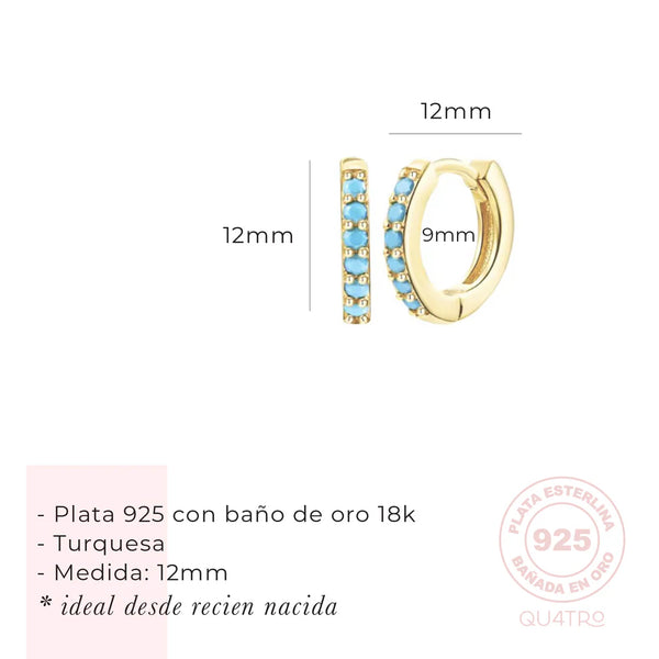 Aretes - Huggies Mini Turquesa
