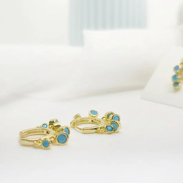 Aretes - Huggies Turquesa Colgantes