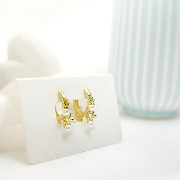 Aretes - Huggies Perlas Colgantes