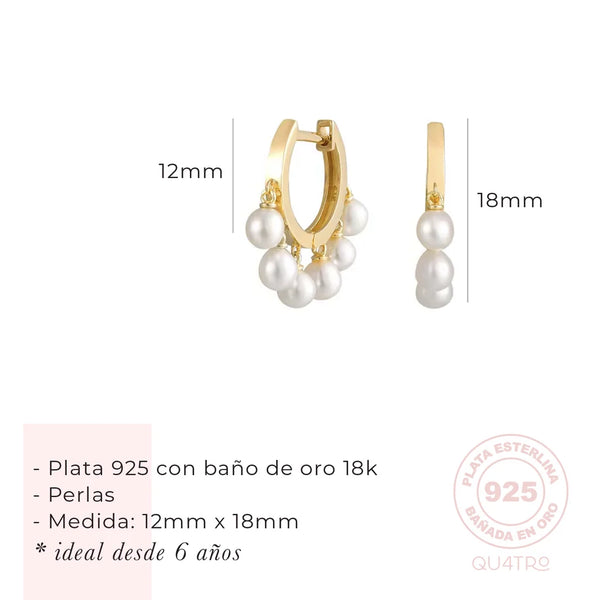Aretes - Huggies Perlas Colgantes