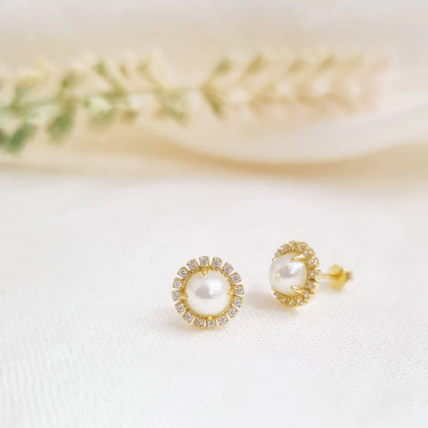 Aretes - Perla Brillantes