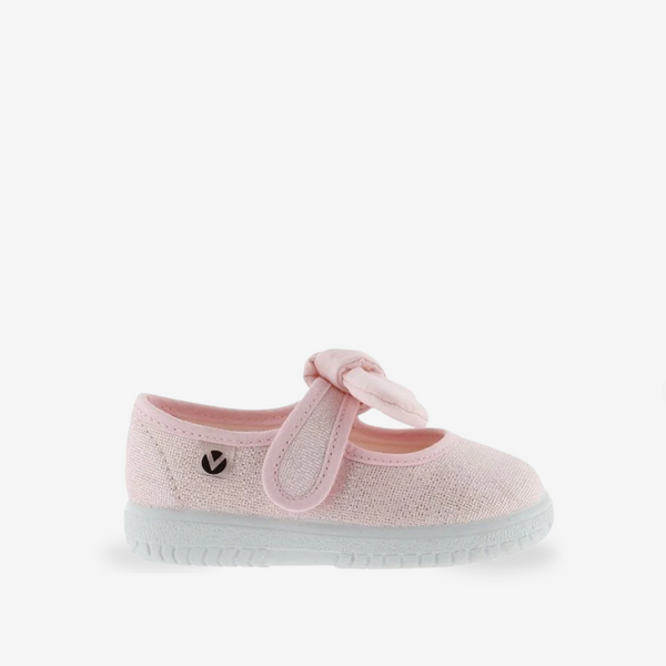 Zapatilla Mercedita Lona Lazo Rosa Claro