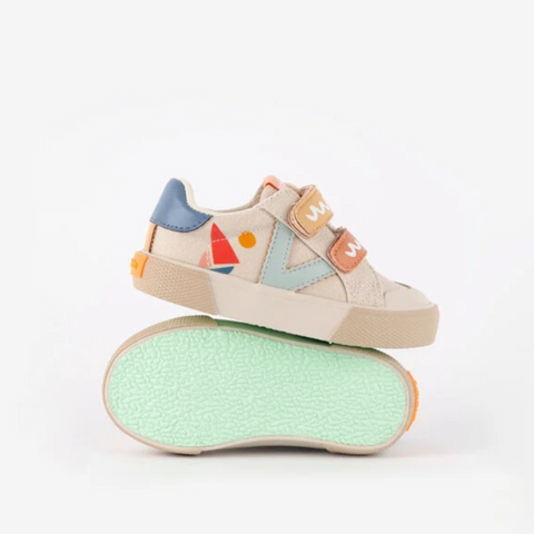 Zapatillas Multicolor Doble Velcro - Beige