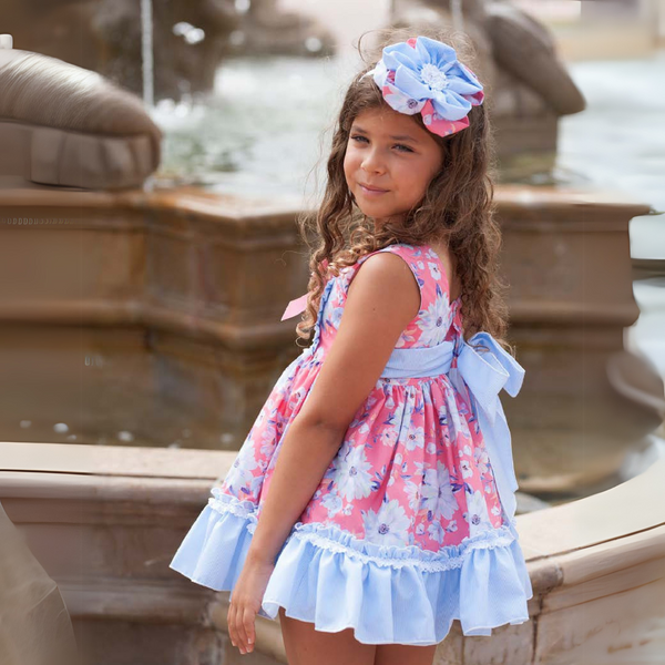 Vestido Corte Alto - Flores Coral