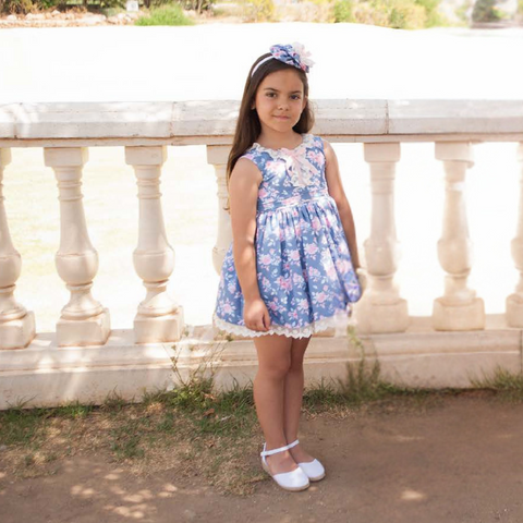 Vestido Corte Alto - Flores Rosa