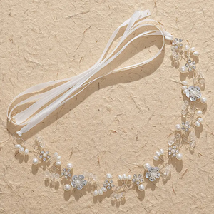 Diadema - Blanca Perlas Flores