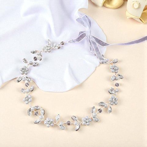Diadema - Blanca Perlas Flores