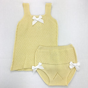 Conjunto Tejido Lazo - Crema Amarillo