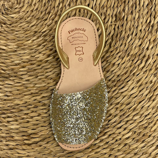 Menorquina Purpurina Oro Sin Velcro