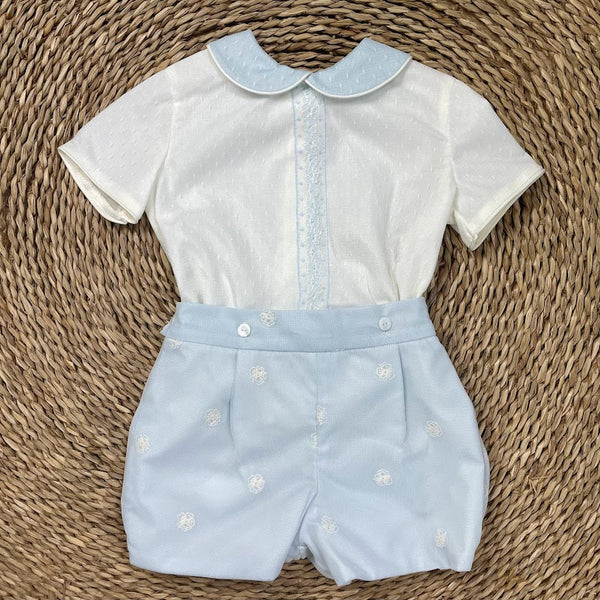 Conjunto Bebé Tul Bordado Celeste